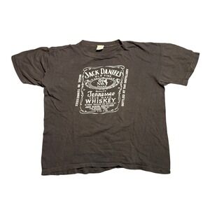 Vintage 70s Jack Daniels Whiskey T Shirt Black Single Stitch Distressed M/L